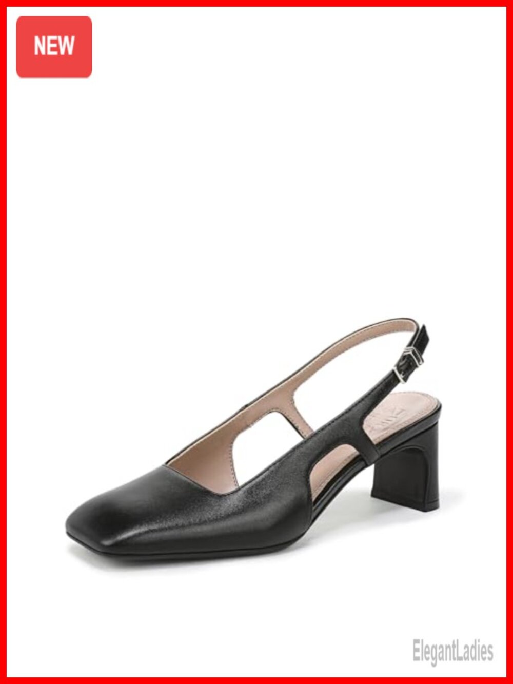 Naturalizer Carmen Leather Slingback Pump Square Toe Comfort